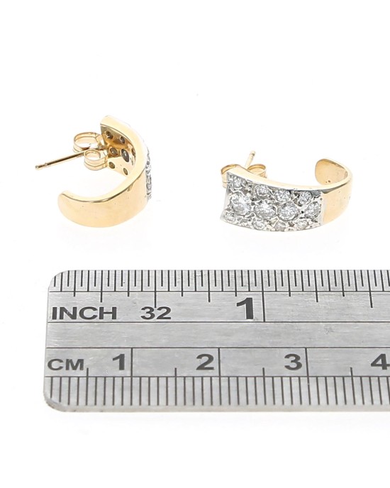 2 Tone Diamond Pave J Earrings